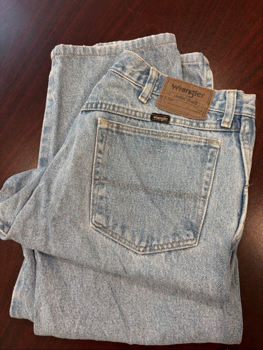 Wrangler Light Blue Denim Jeans 35x30with Back Pocket & Patch